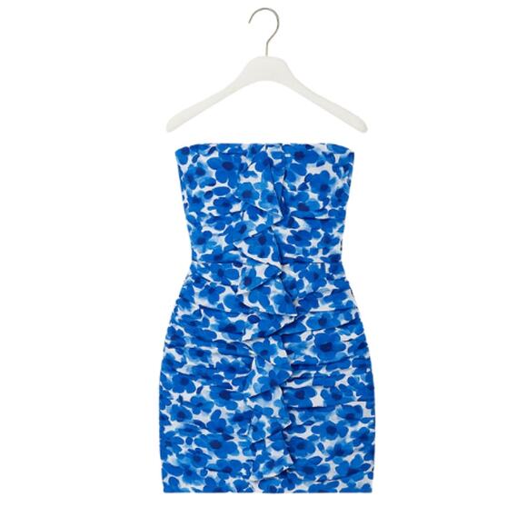 MORE TO COME Natalie Strapless Mini Dress in Cobalt Floral NWT Size Small - Picture 4 of 4